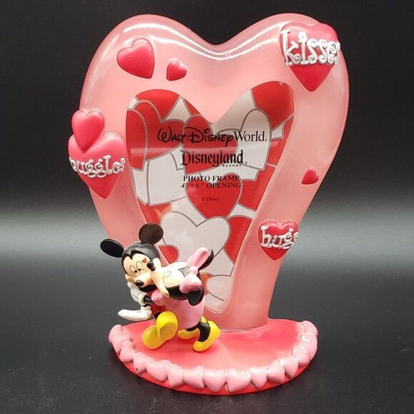 Disney Other - Disney's Mickey & Minnie Kisses Snuggles Hugs Heart 4" X 6" Photo Frame